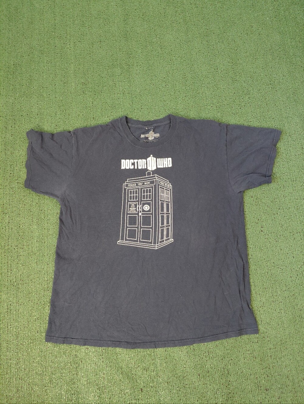 Doctor Who Tardis Police Box TV Show Navy Blue T Shirt Sz Large